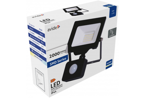 LED Reflektor Slim SMD 20W CW 6400K Mozgásérzékelős PIR