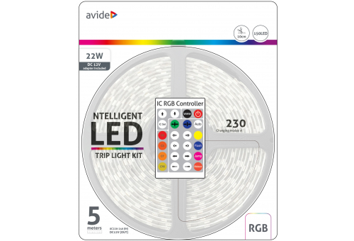 LED Strip Blister 12V 22W SMD5050 30LED IC RGB IP65 5m + Intelligent Ctrl